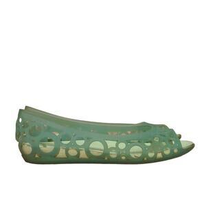 Crocs Adrina Open Toe Slip On Ballet Flats Green Bubble Circle Cut Out Jelly 8